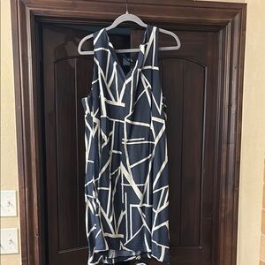 Banana Republic Navy and White Sheath Midi Dress Halter Neck